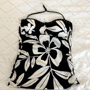 Womens Tommy Bahama tankini top black and white flowers